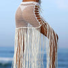 Bohemian hand crochet long fringe skirt with sun protection