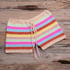 Color Striped Hollow Out Cutout Bikini Boxer Shorts