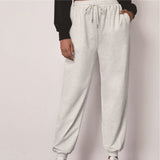 Ankle-tied Harem Sweatpants Casual Elastic Lace Solid Color
