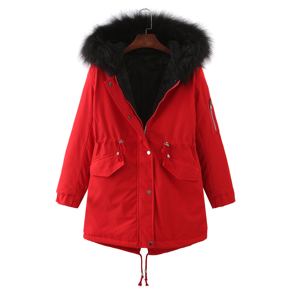 Winter Fleece-Lined Thickened -Size Cotton-Padded Coat Plus Size