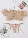 Cute Girl's Bronzing Heart Triangle Cup Lingerie Set