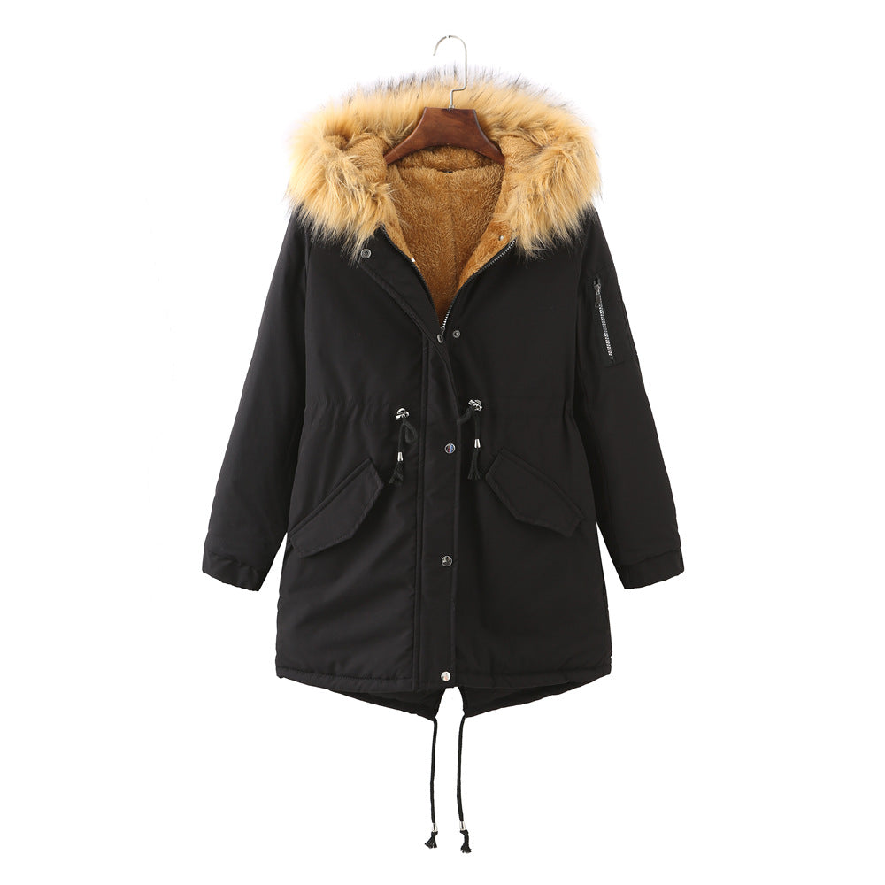 Winter Fleece-Lined Thickened -Size Cotton-Padded Coat Plus Size