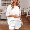 Solid color silk pajamas with short sleeves