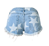 Ultrakurze Hosen XINGX bedruckte Denim-Shorts mit Quasten