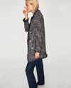 Casual Tweed Lace Pearl Double Breasted Loose Mid-Length Coat