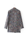 Casual Tweed Lace Pearl Double Breasted Loose Mid-Length Coat