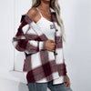 Long Sleeved Plaid Top Loose Casual Shacket Jacket for Women