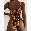 Fire-printed high-cut swimsuit Push-up swimsuits