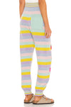 Striped Contrast Color Embroidered Wool Trousers