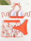 3 piece bikini set Orange