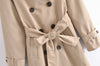 Trench-coat allongé amincissant classique à grand col à double boutonnage