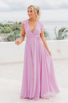 maxi dress with sleeve lace-up waist and solid color.