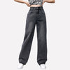 Lose Jeans aus Denim mit Zebramuster und Kontrastfarbe für Damen