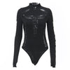 Spider Web Turtleneck Slim Fit Jumpsuit with Hollow Out Ripped Detail