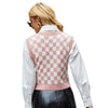 Plaid V-neck Short Pullover Knitted Vest