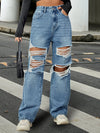 Casual Ripped Denim Trousers for Women