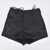 Hollow Out Tied Faux Leather Matte Personality Tight Shorts