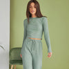 Slim Knit Long-Sleeved Pajamas Ladie Homewear