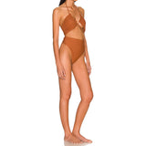 brown swimsuit one piece tube-top strap bikini