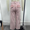 Pink High-Waist Pocketed Straight-Leg Denim Overalls for Women
