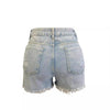 High-Waist Slimming Holes Denim Shorts with Side Double Zipper