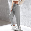 Pantalon de survêtement décontracté gris, ample et droit, tendance, pour femmes