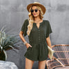 Solid Color Jumpsuit Women Summer Home Casual Romper