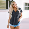 Summer Casual Lace Crocheted V-Neck T-shirt