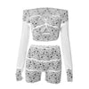 Lace Stitching Off-Shoulder Top with Stretch Shorts: Two-Piece Set for Women