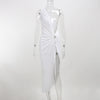 Sexy Holiday Halter Asymmetric Midi Dress Cutout hollow