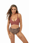 Leopard Split High Waist Halter Bikini