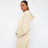 Casual Solid Color Hooded Long Sleeve Sweater and Trousers Suit for Women