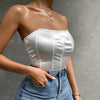 Damen Sommer Tube Top Slim Fit Bodysuit Enganliegendes Unterhemd