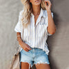 Casual shirt with a striped collar and short sleeves