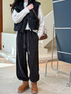 Pantalon de survêtement à taille élastique avec cordon de serrage coloré pour femme