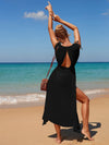 Sling Backless Slit Beach Long Jumpsuit Overskirt Women