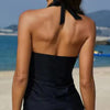 Black Split Pure Color Backless Sexy Bikini Swimsuit
