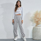 Women Casual Sports Pocket Ankle Banded Pants