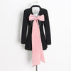 Bow Backless Solid Color Two Button Light Coat for Women