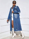 Ripped Long Sleeves Denim Trench Coat