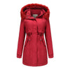 Quilted Parka Women Cotton Padded Coat Detachable Fur Collar