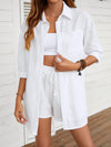 Single Breasted Shirt Solid Color Casual Loose Suit for Women