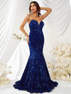 royal blue sequin prom dress