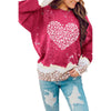 Red Heart Shaped Leopard Print Bleached Sweater