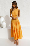 one-shoulder knotted solid color fresh long sweet dress
