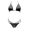 black bikini Crystal Diamond Split Swimsuit