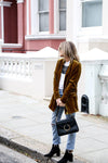 Gold Velvet Blazer Mid-Length Coat for Women Outerwear