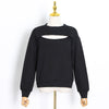 Long-sleeve round-neck women's hollow out sweatshirt