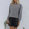 Long-sleeve round-neck women's hollow out sweatshirt