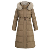 Fur Collar Slim Padded Cotton Mid-Length Coat for Women